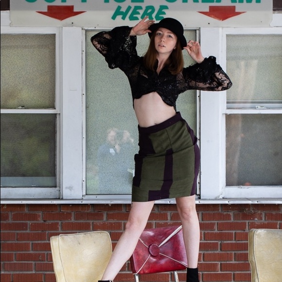 Dresses & Skirts - Faux suede color block skirt